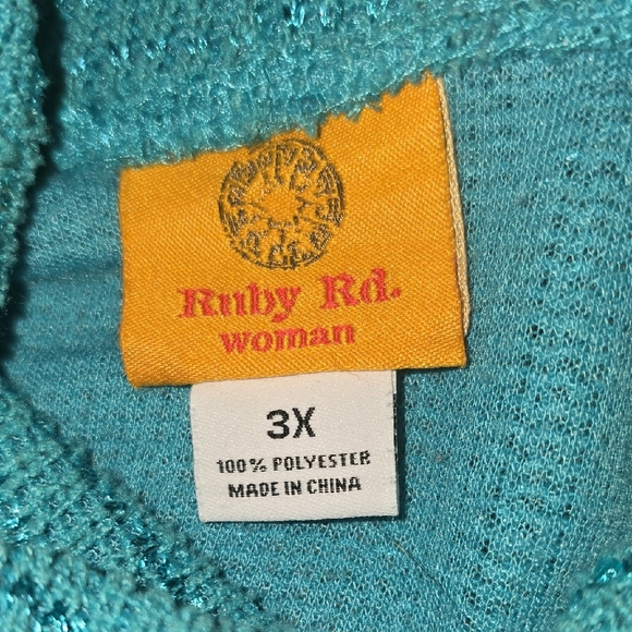 Ruby Rd. Turquoise Cowl Neck Sweater - Picture 2 of 3